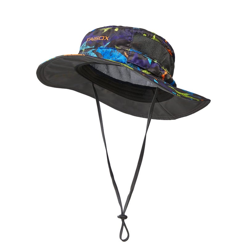FAISOX Fishing Hat UPF 50+ Sun Protection Hat for Man & Women Sun Hat, Beach & Hiking Hat, Paddling, Rowing, Kayaking Hat (Black Fish Camo) - Image 1