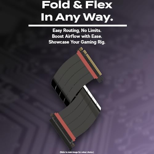 LINKUP PCIE 5.0 Riser Cable | for Vertical GPU Mount | Straight | Graphics Card GPU Ready | Usable with PCIe 4.0 & RX9070/ RTX5090 | 30cm (Total Length: 34cm) - Image 5