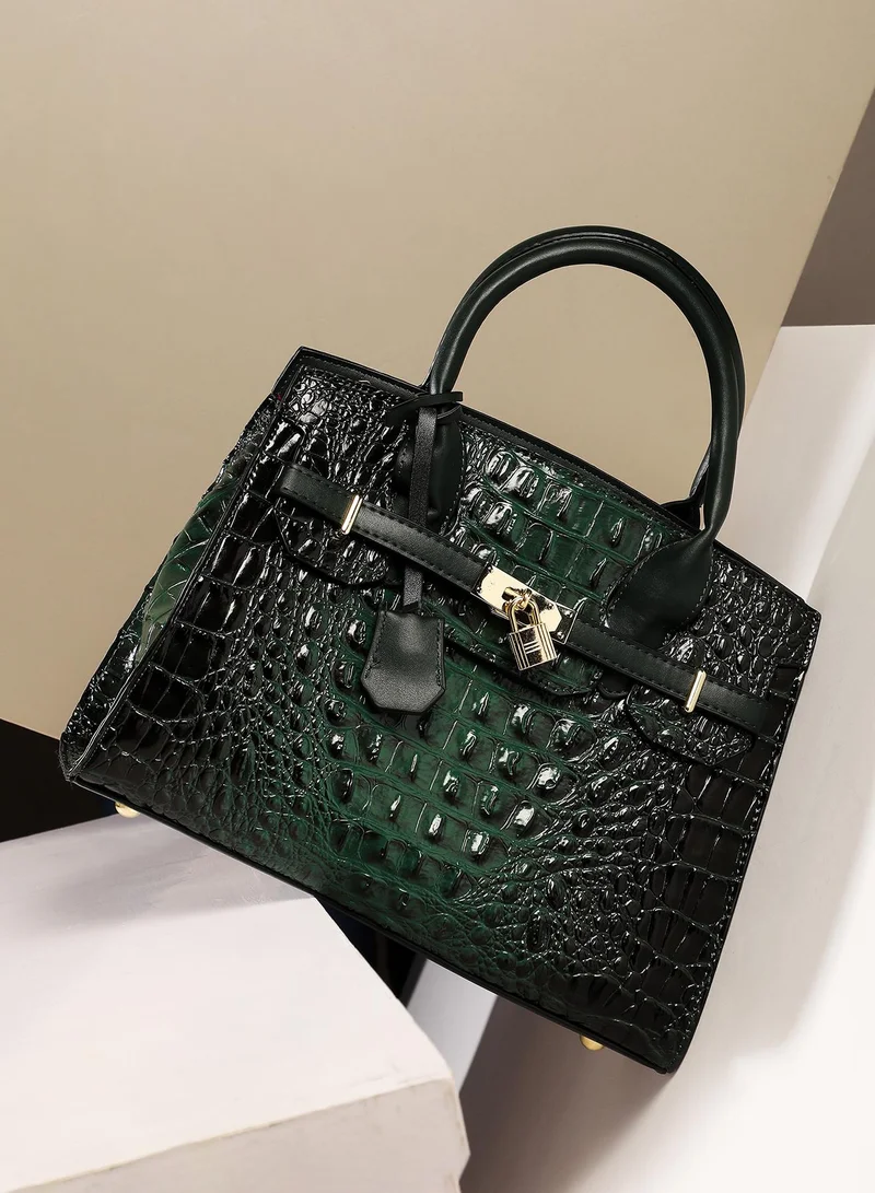 صوص هاوت Women's Lock Buckle Handbag - Forest Green
