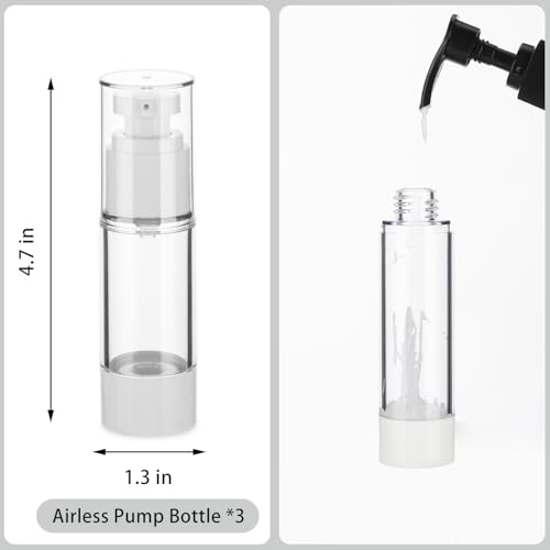 IFDGCTK 1OZ/30ML Clear Airless Pump Bottles, Lotion Dispenser Travel with Pump, Vacuum Plastic Travel Size Lotion Bottle for Foundation, Creams, Cosmetic(3 Pack) - Image 2