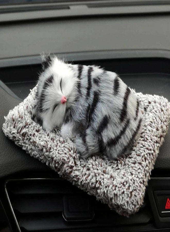 VMZONE Cute Sleeping Cat Plush Toy - Meows When Touched - Soft Toy Gift for Kids & Car Dashboard Decoration (Multicolour) - Image 5
