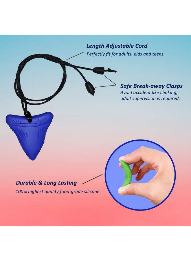 MaberryTech Direct Sensory Chew Necklace For Kids And Adults, Shark Tooth Chew Necklaces For Boys Girls With Autism, Adhd, Fidgeting Needs, Sensory Chew Toys For Kids 4 Pack - Image 3