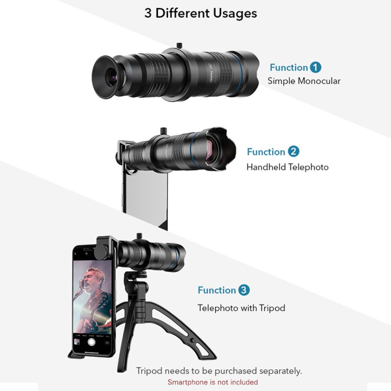 28X Telephoto Lens HD Optical Glass - Individual Focus Capacity Mobile Photography for Outdoor Adventures Bird Watching Travel Photography - Image 3