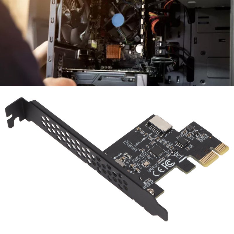 USB 3.2 PCI E Riser Card: Black, Ceramic Capacitors, Fast 5Gbps Transmission - Double Protection, PCI E to Type E Expansion Card for Windows Linux Desktop PC Upgrade - Image 1