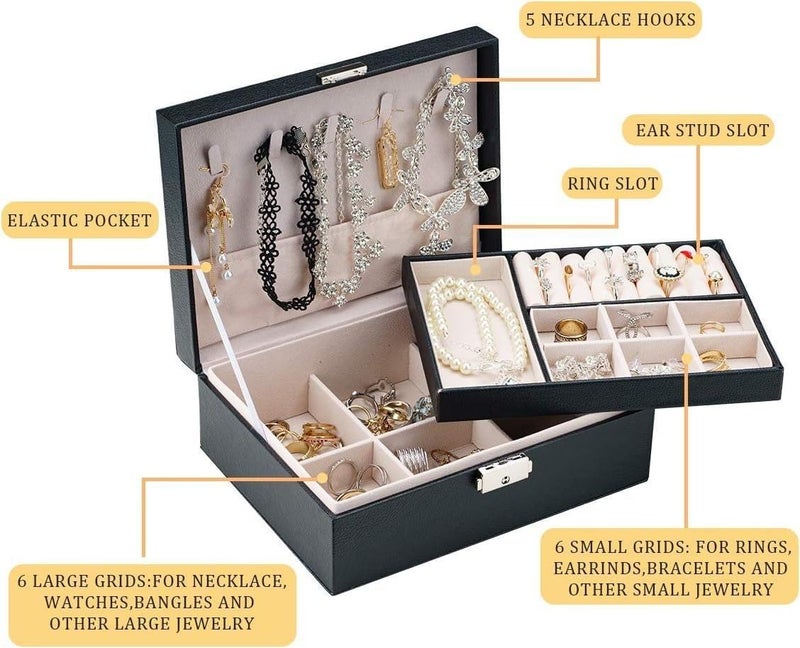 Treasure Chest - Elegant leather accessory organizer with security key, fits bracelets and earrings, measures 23x17x9 cm, high-quality craftsmanship for durable use, stylish storage solution for jewe - Image 5