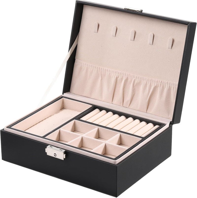 Treasure Chest - Elegant leather accessory organizer with security key, fits bracelets and earrings, measures 23x17x9 cm, high-quality craftsmanship for durable use, stylish storage solution for jewe - Image 1