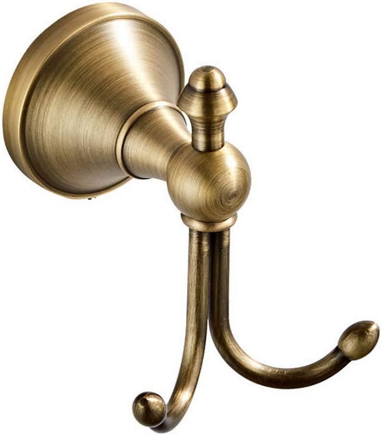 Factory Replica Antique Brass Towel Hook Bathroom Bathrobe Hook Double Coat Hanger Hook Vintage Style Wall Hook - Image 5