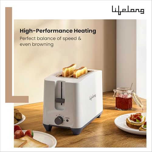 Lifelong Bread Toaster 2 Slice | Auto-Cut-Off | Self-Centering for Even Toasting | Removable Crumb Tray | High Rise Carriage Handle |Pop-Up Toaster | Kitchen Appliance (LLPT10) - Image 2