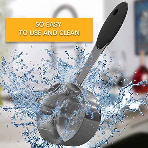 LEIFENY 1PCS 1/3Cup (79ml, 2.7oz) Single Measuring Cup with Black Silicone Grip, Stainless Steel Individual Measure Scoop Only - Image 4