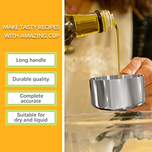 LEIFENY 1PCS 1/3Cup (79ml, 2.7oz) Single Measuring Cup with Black Silicone Grip, Stainless Steel Individual Measure Scoop Only - Image 5