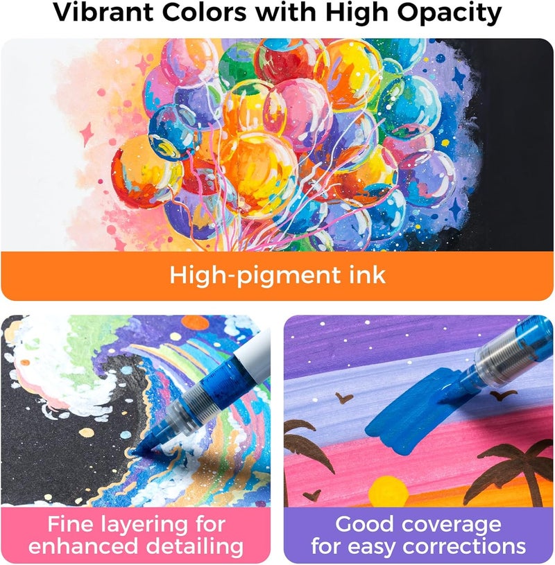 Ohuhu Acrylic Paint Markers Direct Liquid: 48 Colors Flexible Brush Tip Acrylic Markers High Opacity Paint Pens Waterproof Lightfast for Rock Painting Easter Eggs Wood Glass Ceramic Canvas - Nahuku - Image 2