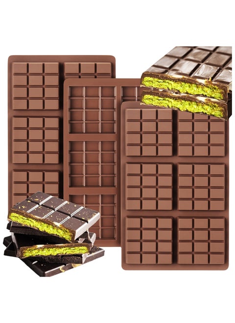 Chocolate Bar Mold Deep, 3Pcs Square Thick Chocolate Bar Mold Silicone, Stuffed Candy Bar Mold