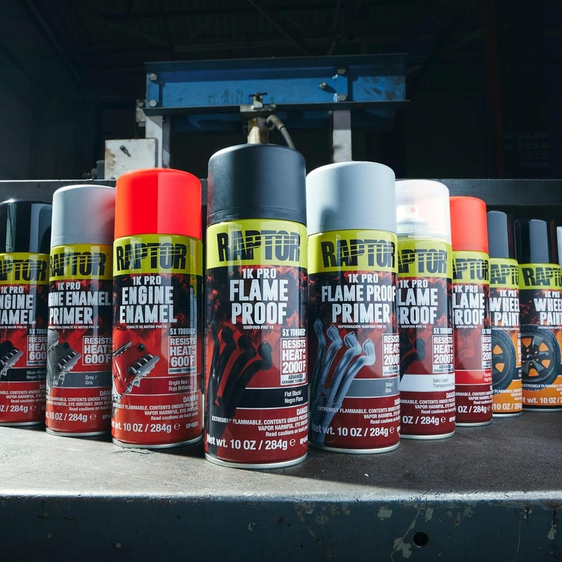 رابتور طلاء سيارات RAPTOR Flameproof المقاوم للهب، درجة احترافية، طلاء رش واقٍ فائق الصلابة لدرجات الحرارة العالية، أحمر غير لامع، 10 أونصات سطح سهل المسح - Image 5