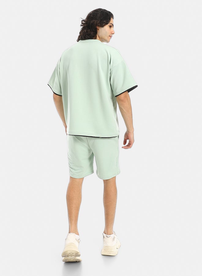 Red Circle Slip On Printed T Shirt and Shorts Set - Image 3