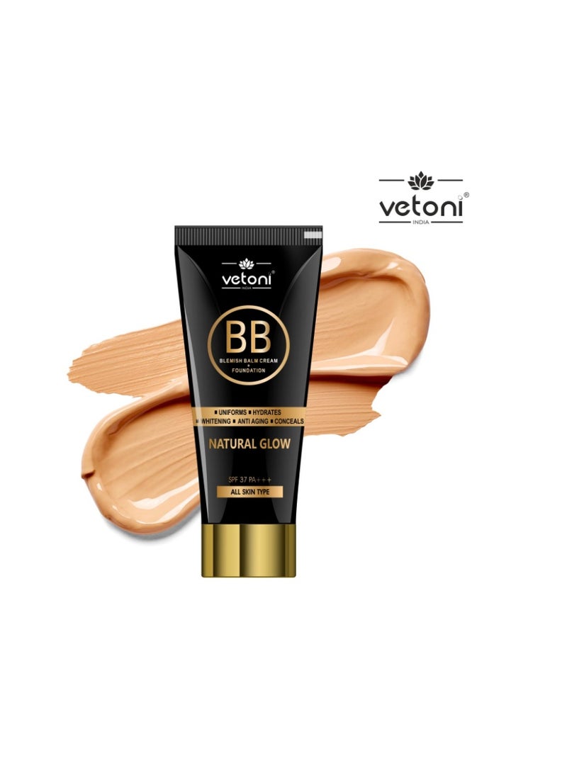 Vetoni Black Liquid Foundation and BB+ Cream Medium Coverage, Matte Finish, SPF 37++ -  60ml - Image 5