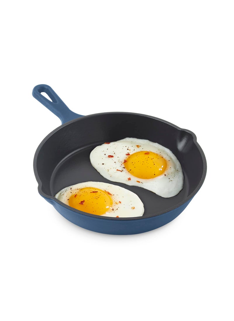 Dash DASH Zakarian 75 Nonstick Cast Iron Skillet with Pour Spouts for Searing Baking Grilling Roasting and More  Blue 