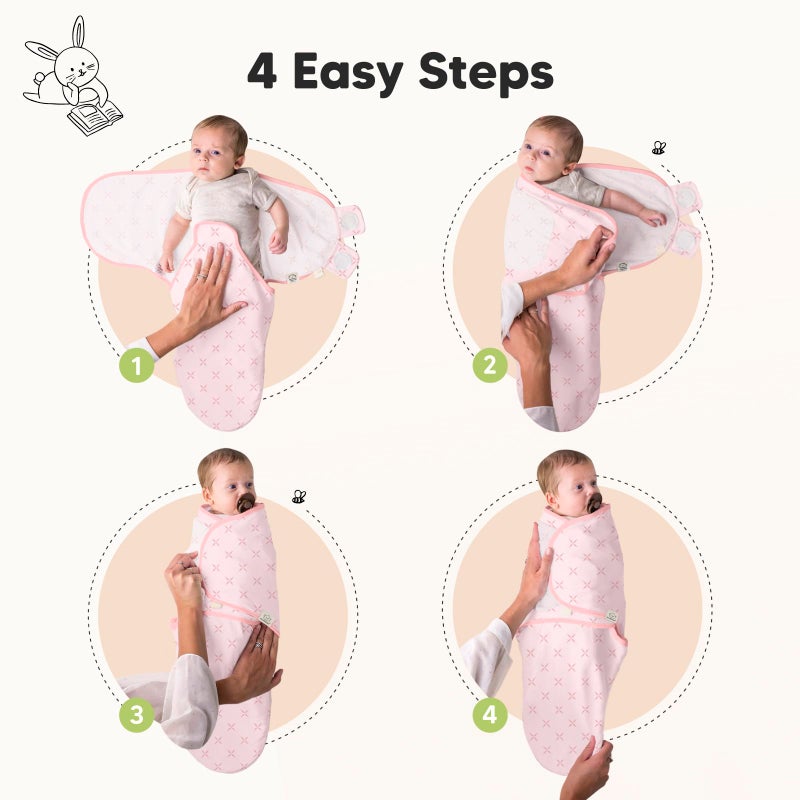 KeaBabies 3-Pack Organic Baby Swaddle Sleep Sacks - Newborn Swaddle Sack, Ergonomic Baby Swaddles 0-6 Months, Swaddles for Newborns, Baby Sleep Sack, Baby Swaddle Blanket Wrap, Baby Essentials(Blossom Large) - Image 3