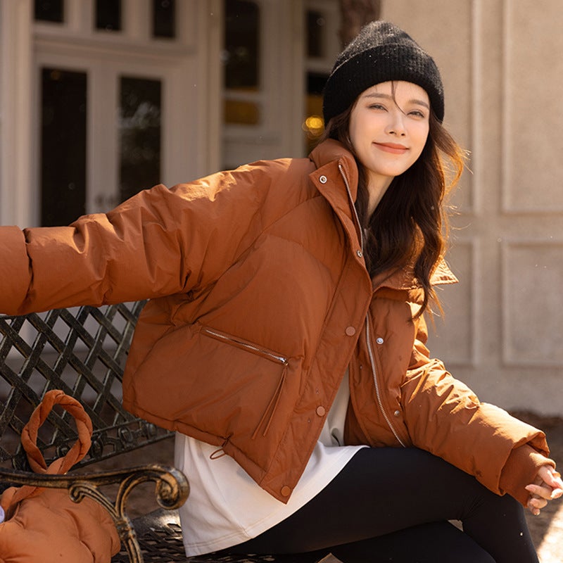 Cross-border Cream Bread Jacket Down Jacket Womens High-end Womens Winter Coat Korean-style White Duck Down Jacket Womens Short Khaki - Image 5