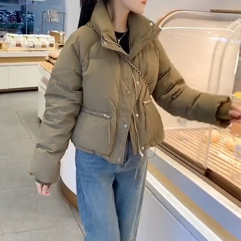 Cross-border Cream Bread Jacket Down Jacket Womens High-end Womens Winter Coat Korean-style White Duck Down Jacket Womens Short Khaki - Image 1
