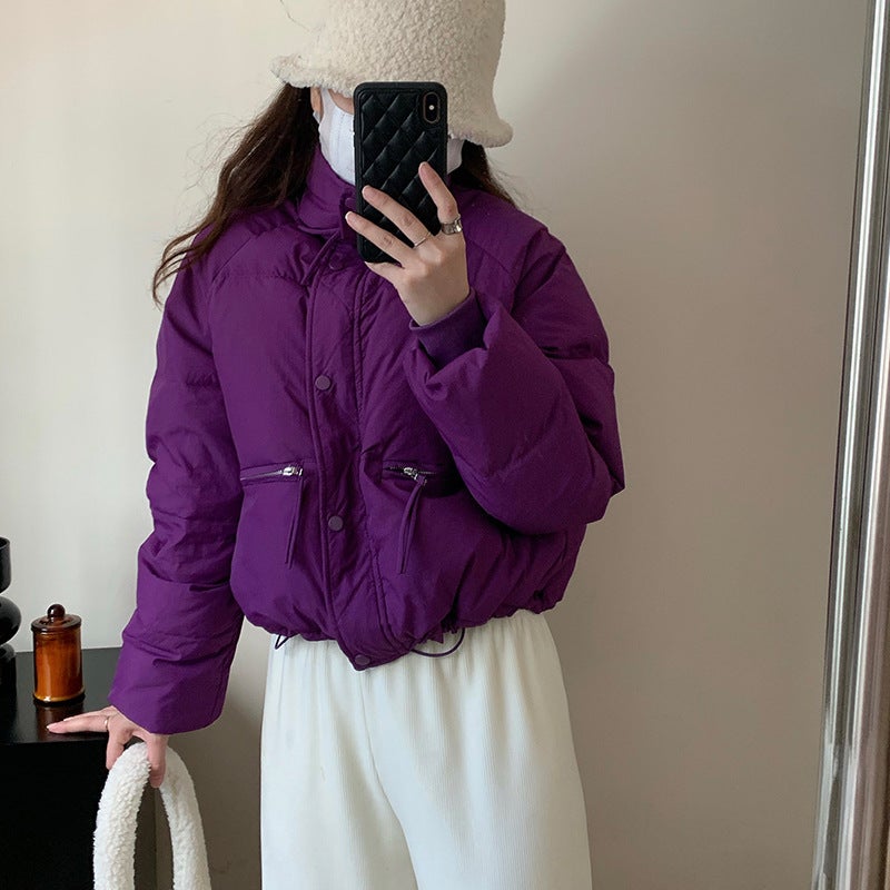 Cross-border Cream Bread Jacket Down Jacket Womens High-end Womens Winter Coat Korean-style White Duck Down Jacket Womens Short Khaki - Image 4
