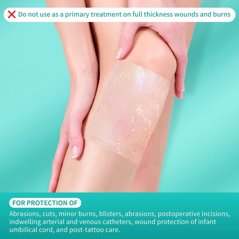 Dimora Waterproof Transparent Film Dressing, Clear Bandage Tape for Wound Care, Adhesive Post Surgical Cover Padï¼Œfor IV Shield, Tattoo Aftercare, Shower Protector 4x4 3/4 inch 100 Packs - Image 5