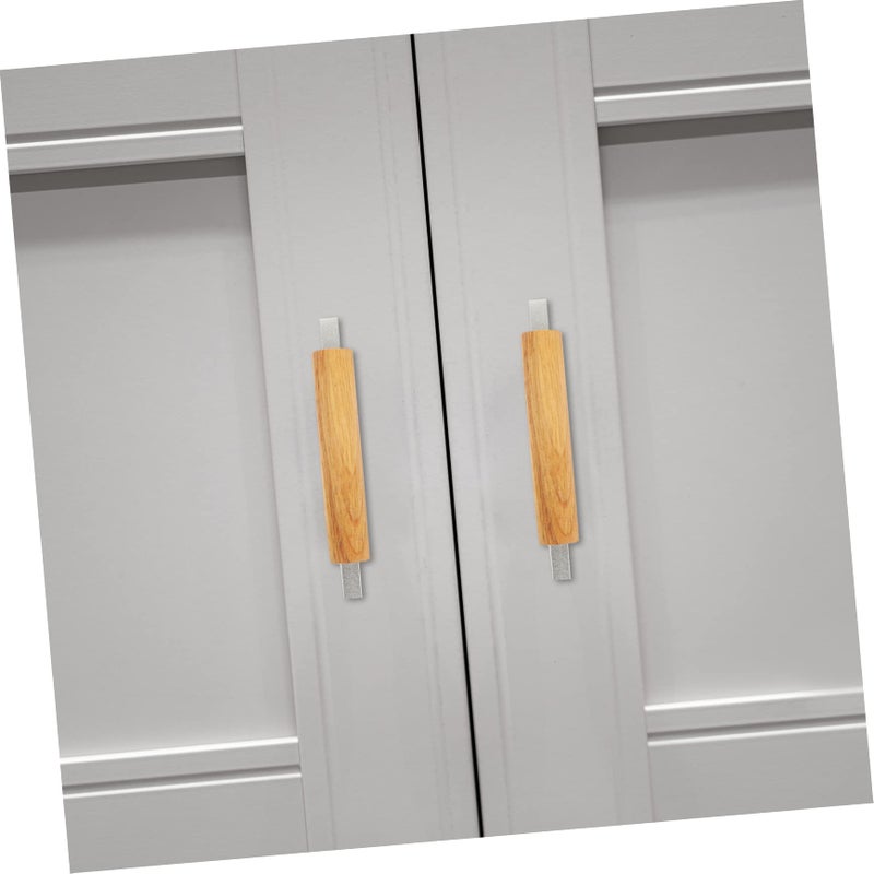 Solid Wood Drawer Pull Handle 12X2 6CM Silver for Cabinet Door Wardrobe Kitchen Dresser - Image 3