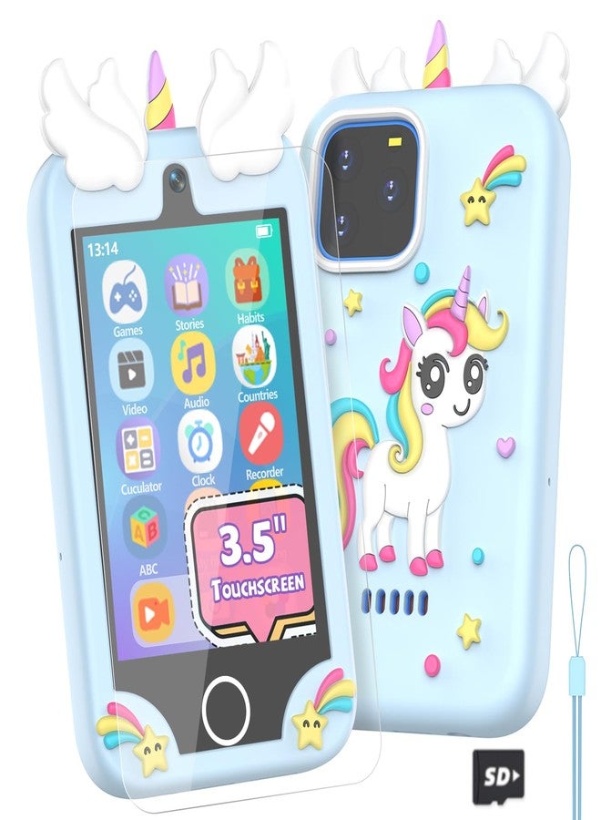 Sylvanthos Kids Smart Phone Toy - 3.5" Touchscreen with Dual Cameras, Learning, Fun Entertainment, 8 GB Card Toy Phone for Kids, Toddler Toy Phone for Girls Boys Age 3-12(Blue) - Image 1