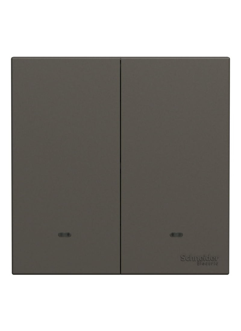 Schneider Electric Schneider Electric Avataron C Switch With Fluorescent Locator E8732L1F_DG, 2 Gang, 16Ax Dark Grey 250 V 1 Way  - Image 1
