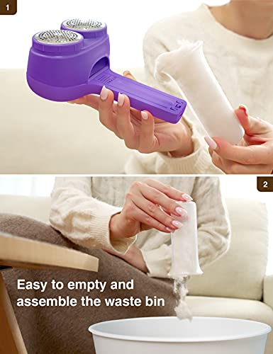 VASSON Fabric Shaver, Electric Lint Remover, Rechargeable Lint Shaver, Sweater Shavers to Remove Pilling, Large Fuzz Remover for Clothes Couch Furniture (Purple) - Image 4