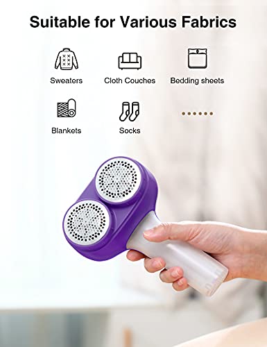 VASSON Fabric Shaver, Electric Lint Remover, Rechargeable Lint Shaver, Sweater Shavers to Remove Pilling, Large Fuzz Remover for Clothes Couch Furniture (Purple) - Image 5