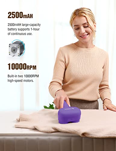 VASSON Fabric Shaver, Electric Lint Remover, Rechargeable Lint Shaver, Sweater Shavers to Remove Pilling, Large Fuzz Remover for Clothes Couch Furniture (Purple) - Image 3
