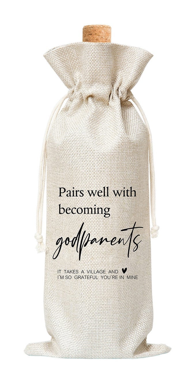 Godparents Proposal Gifts God Parents Presents Proposal Gifts From Godchild Will You Be My Godparents Wine Bag For Godparent Proposal Godfather Godmother 1 Pc Burlap Wine Bottle Cover Bag A01