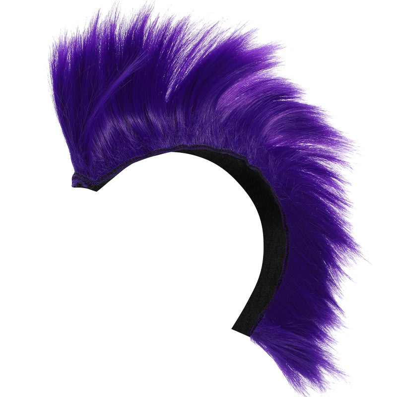 Sosoport Mohawk Wig Patch Hair Bun Extensions Hair Wig Cosplay Party For Men Women Street Bike Motorcycle Hairpiece Purple - Image 2
