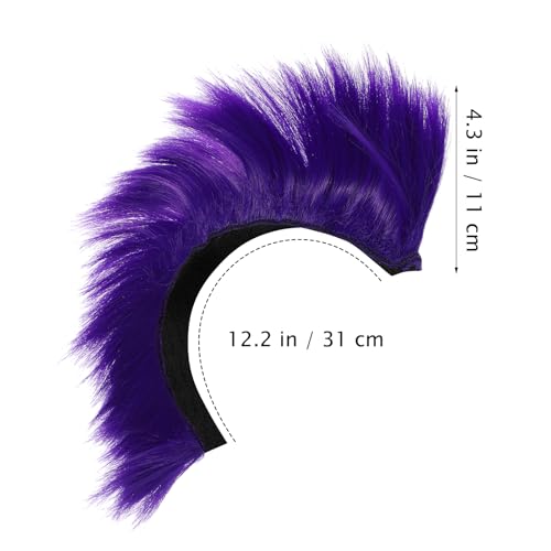 Sosoport Mohawk Wig Patch Hair Bun Extensions Hair Wig Cosplay Party For Men Women Street Bike Motorcycle Hairpiece Purple - Image 3