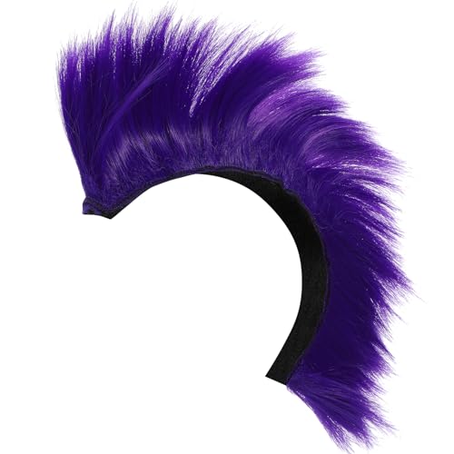 Sosoport Mohawk Wig Patch Hair Bun Extensions Hair Wig Cosplay Party For Men Women Street Bike Motorcycle Hairpiece Purple - Image 1