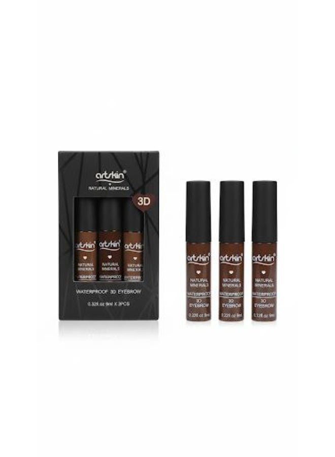 ARTSKIN Natural Minerals Waterproof 3D Eyebrow – 3-Piece Brow Set (3 × 9 ml) - Image 1