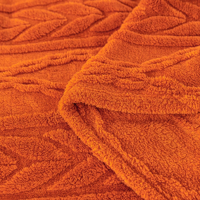 YUSOKI Sherpa Large Throw Blanket Single Layer,Light Weight(1.7lb),370GMS-3D Stylish Design for Gift Home Decor (Burnt Orange,50"x65") - Image 5