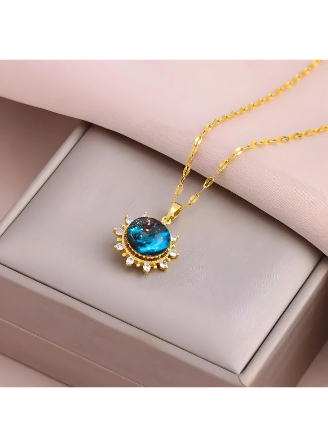 New 18K Gold Plated Dream Planet Series Pendant Necklaces For Women Female Stainless Steel Neck Chain Jewelry - Image 5