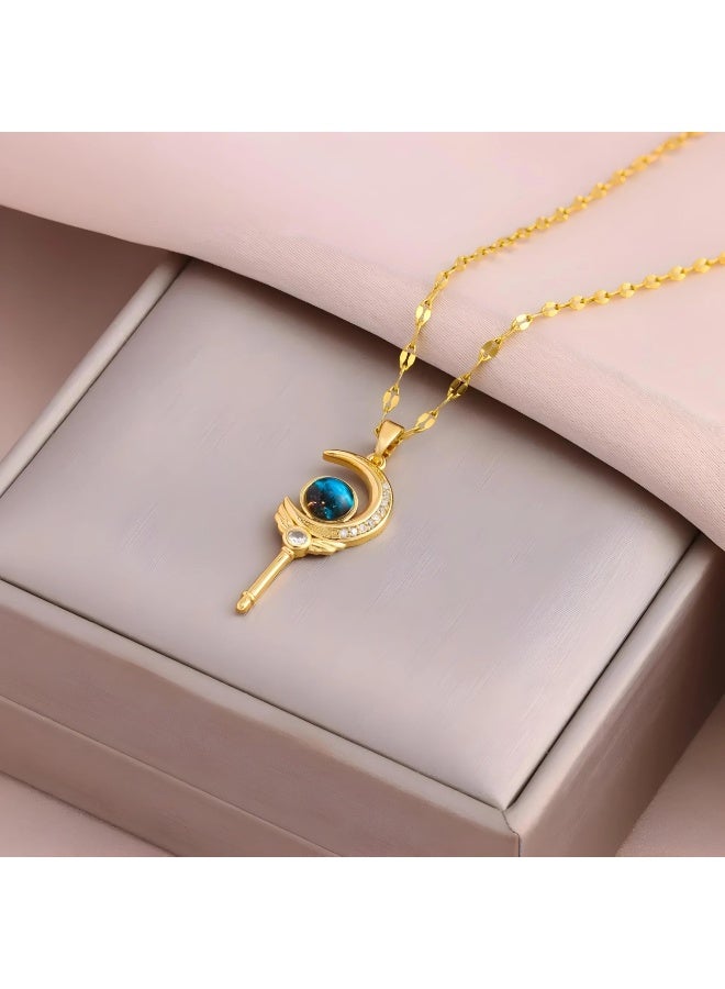 New 18K Gold Plated Dream Planet Series Pendant Necklaces For Women Female Stainless Steel Neck Chain Jewelry - Image 2
