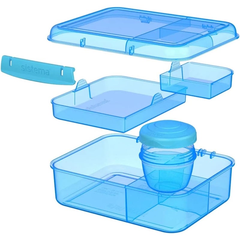 سيستيما صندوق طعام بينتو كيوب مع علبة للزبادي 1.25 لتر - ازرق - 2891 - Image 4