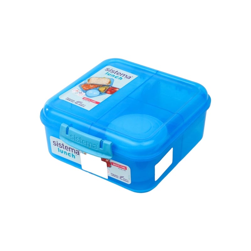 سيستيما صندوق طعام بينتو كيوب مع علبة للزبادي 1.25 لتر - ازرق - 2891 - Image 1
