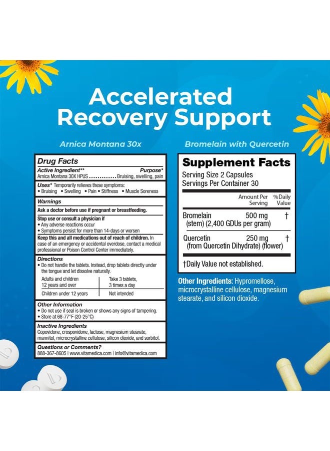 VitaMedica Arnica and Bromelain Blister Packs Bundle | for Post Surgery and Muscle Recovery | Bruise Relief | Plant Based Natural Formulas | 2 Product Bundle for Healing Support | 5 Day Supply - Image 3