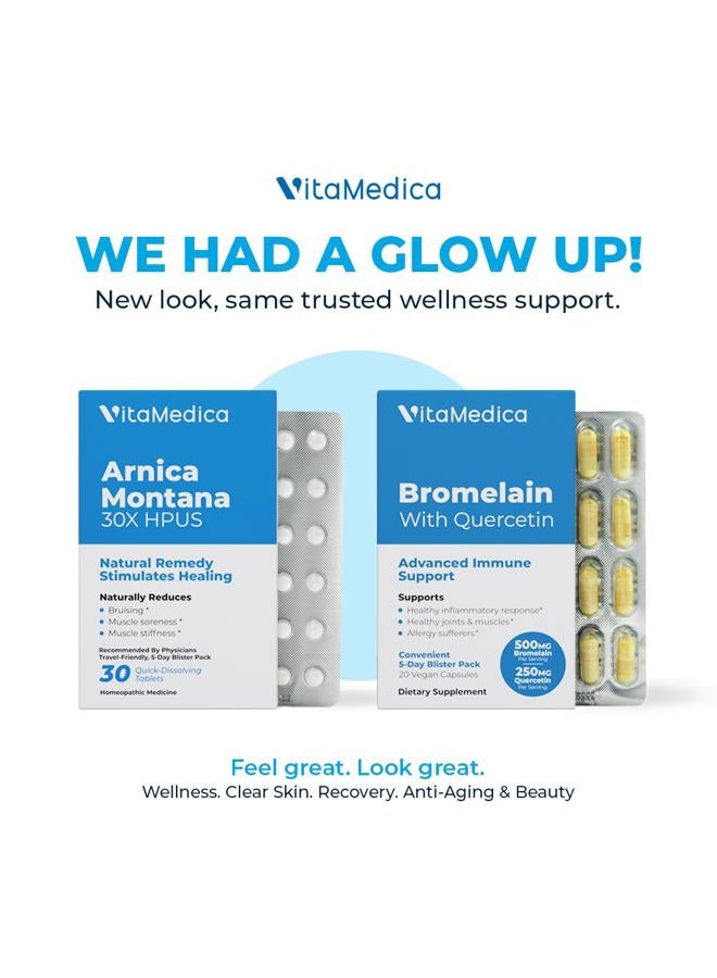 VitaMedica Arnica and Bromelain Blister Packs Bundle | for Post Surgery and Muscle Recovery | Bruise Relief | Plant Based Natural Formulas | 2 Product Bundle for Healing Support | 5 Day Supply - Image 2