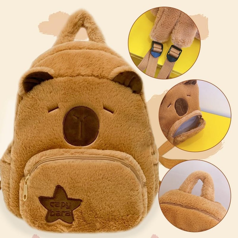 KASTWAVE Capybala Plush Backpack, Cute Capybala Backpack, Versatile Students Crossbody Bag School Bags For Boys And Girls, Birthday Gifts For Kids (23X10X27Cm) - Image 3