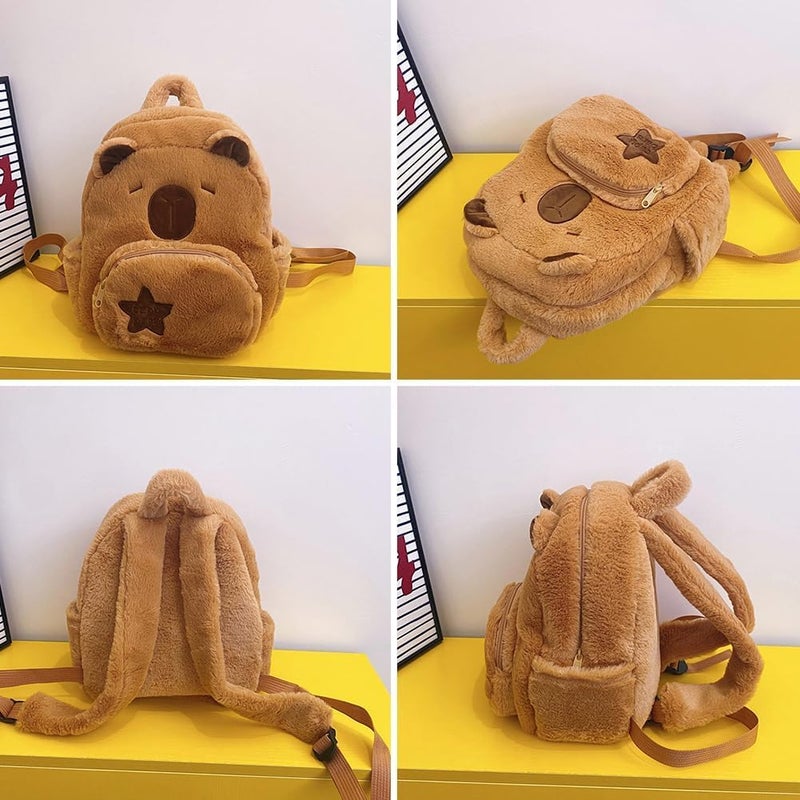 KASTWAVE Capybala Plush Backpack, Cute Capybala Backpack, Versatile Students Crossbody Bag School Bags For Boys And Girls, Birthday Gifts For Kids (23X10X27Cm) - Image 5