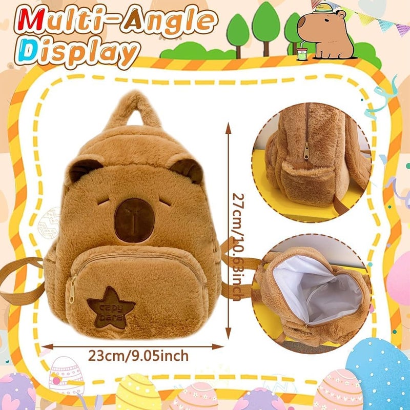 KASTWAVE Capybala Plush Backpack, Cute Capybala Backpack, Versatile Students Crossbody Bag School Bags For Boys And Girls, Birthday Gifts For Kids (23X10X27Cm) - Image 2