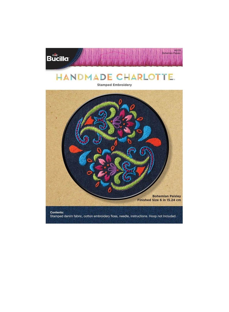 Bucilla Stamped Embroidery Kit 6in Round Bohemian Paisley - Image 2