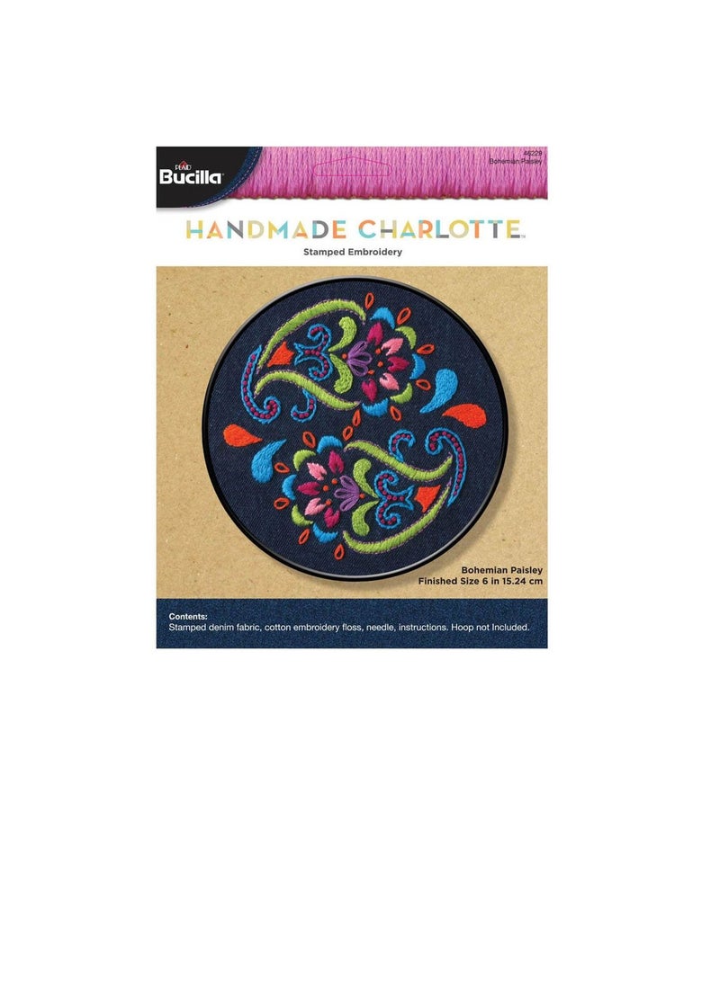 Bucilla Stamped Embroidery Kit 6in Round Bohemian Paisley - Image 3