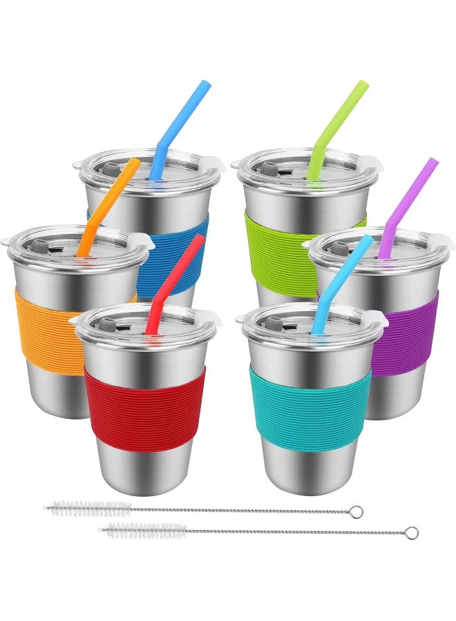 SSAWcasa Kids Cups with Straws and Lids Spill Proof, 6 Pack 12oz Stainless Steel Tumbler - Image 1