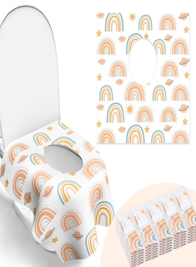 POIKSHARK 30 Pack Toilet Seat Covers Disposable, Individually Wrapped for Travel, Large Waterproof Potty Covers for Kids and Adults,Toddler Potty Training for Public Restroom, Airplane, Trip - Rainbow - Image 1